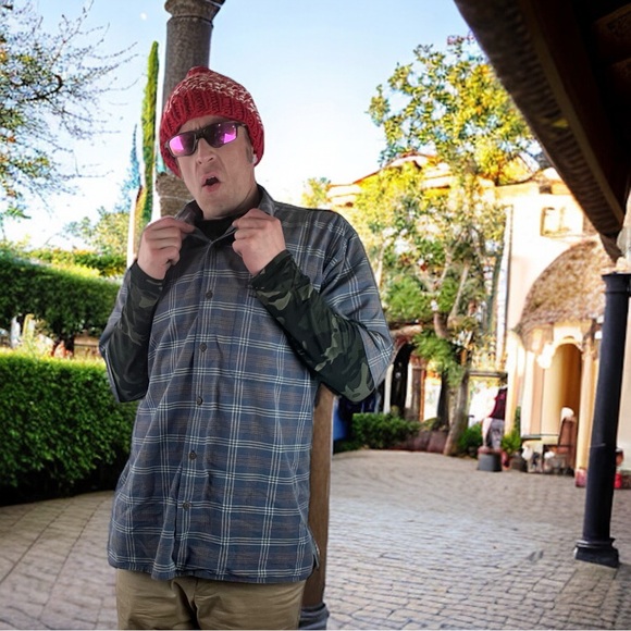 Vintage Blue Plaid Madison Trader Silk and Cotton Blend Size L - Picture 15 of 15